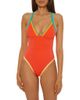 Lucky Brand Lucky Brand Avila Embroidered Trim Colorblock Binding One-Piece Swimsuit - 1