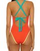 Lucky Brand Lucky Brand Avila Embroidered Trim Colorblock Binding One-Piece Swimsuit - 2