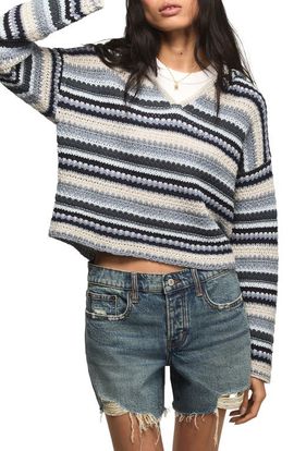 Lucky Brand Lucky Brand Baja Stripe Crochet Hoodie