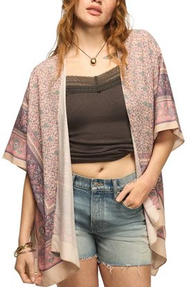 Lucky Brand Lucky Brand Border Print Open Front Jacket
