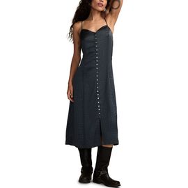 Lucky Brand Lucky Brand Embellished Button-Up Midi Dress