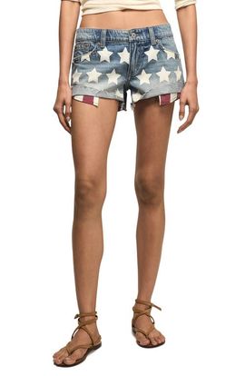 Lucky Brand Lucky Brand Festival Star Print Denim Cutoff Shorts