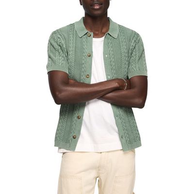 Lucky Brand Lucky Brand Fisherman Knit Short Sleeve Button-Up Shirt