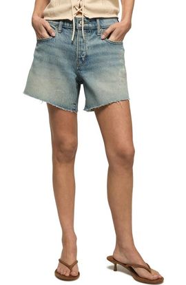 Lucky Brand Lucky Brand Floral Embroidered Baggy Denim Cutoff Shorts