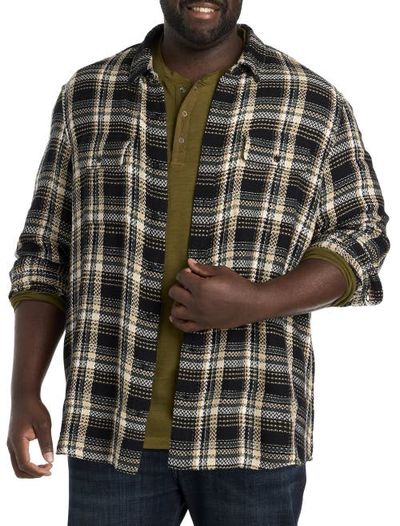 Lucky Brand Lucky Brand Herringbone Textured Plaid Sport Shirt