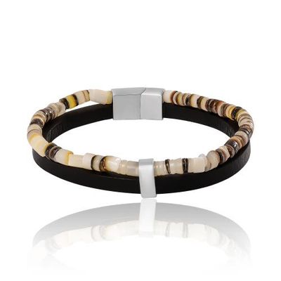 Lucky Brand Lucky Brand Layered Bracelet with Wood Beads and Strap