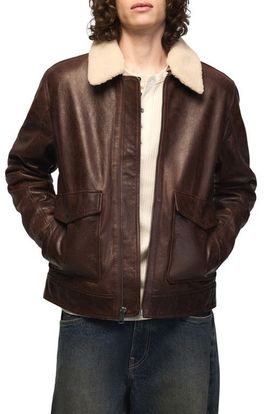 Lucky Brand Lucky Brand Leather Aviator Jacket