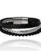 Lucky Brand Lucky Brand Men's 3-Row Chain & Bead Bracelet, Black, Magnetic Clasp - 8.5''  - 1