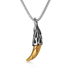 Lucky Brand Lucky Brand Men's Claw Pendant Necklace, Two-Tone Stainless Steel on 22'' Box Chain