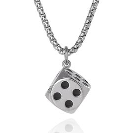 Lucky Brand Lucky Brand Men's Dice Pendant Necklace, 22'' Stainless Steel Box Chain