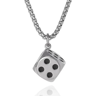 Lucky Brand Lucky Brand Men's Dice Pendant Necklace, 22'' Stainless Steel Box Chain