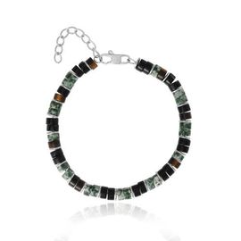 Lucky Brand Lucky Brand Men's Mixed Beaded Bracelet, Green & Black, Adjustable 