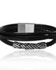 Lucky Brand Lucky Brand Men's Multi-Row 8'' Bracelet with Braided Barrel, Black, Magnetic Clasp  - 1