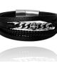 Lucky Brand Lucky Brand Men's Multi-Row Chain 8.25'' Bracelet with Compass Emblem, Black  - 1