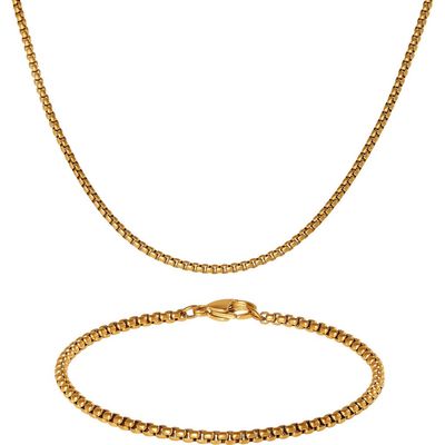 Lucky Brand Lucky Brand Men's Rope Chain Necklace & Bracelet Set, Gold-Tone