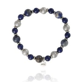 Lucky Brand Lucky Brand Men's Sodalite & Silver-Tone Beaded Stretch Bracelet