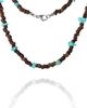 Lucky Brand Lucky Brand Men's Wood & Turquoise Beaded 22 Necklace, Rustic Brown with Blue Chips - 5