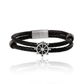 Lucky Brand Lucky Brand Nautical Wheel Black Braided Bracelet 