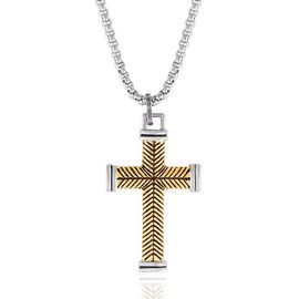 Lucky Brand Lucky Brand Stainless Steel (316L) Two Tone Cross Necklace