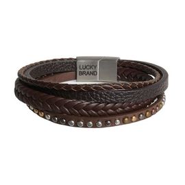 Lucky Brand Lucky Brand Stainless Steel and PU Leather Bracelet for Men, Multistrand - 8.5''