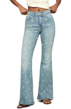 Lucky Brand Lucky Brand Stevie Daisy Embroidered High Waist Bell Flare Jeans