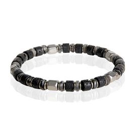 Lucky Brand Lucky Brand Stretch Beaded Bracelets for Men, Lava, Hematite & Labradorite