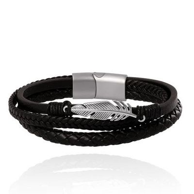 Lucky Brand Lucky Brand Triple Row Black Bracelet with Silver Accents 