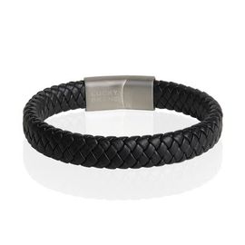 Lucky Brand Lucky Brand Wide Woven Microfiber Leather Bracelet for Men, 8.25"