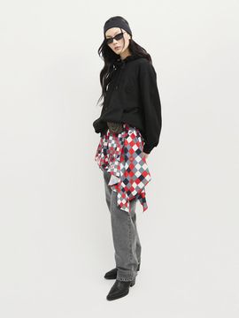 LUCKY CHOUETTE Check Print Mix Sleeveless U-neck Blouse [RED] (LFSAS25100REX)