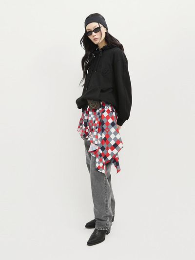 LUCKY CHOUETTE Check Print Mix Sleeveless U-neck Blouse [RED] (LFSAS25100REX)