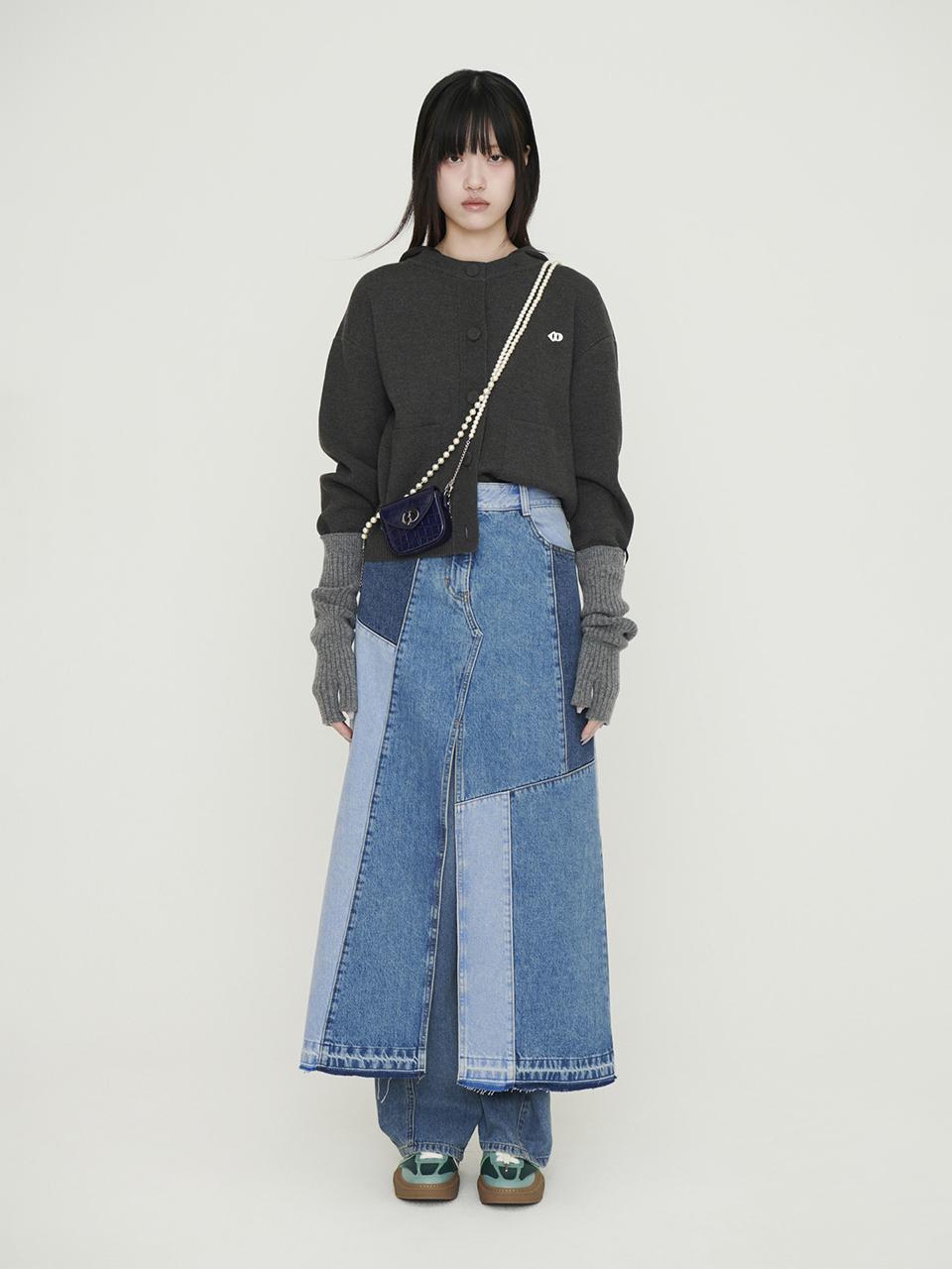 LUCKY CHOUETTE Detachable Hooded Loose Fit Wool Blend Cardigan [Dark Grey] (LFWCS25220GYD)