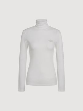 LUCKY CHOUETTE Embroidered Ribbed Slim Fit Turtleneck T-shirt [Beige] (LFTAS25150WHX)