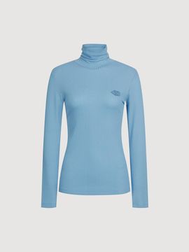 LUCKY CHOUETTE Embroidered Slim Fit Ribbed Turtleneck T-shirt [Blue] (LFTAS25150BUX)