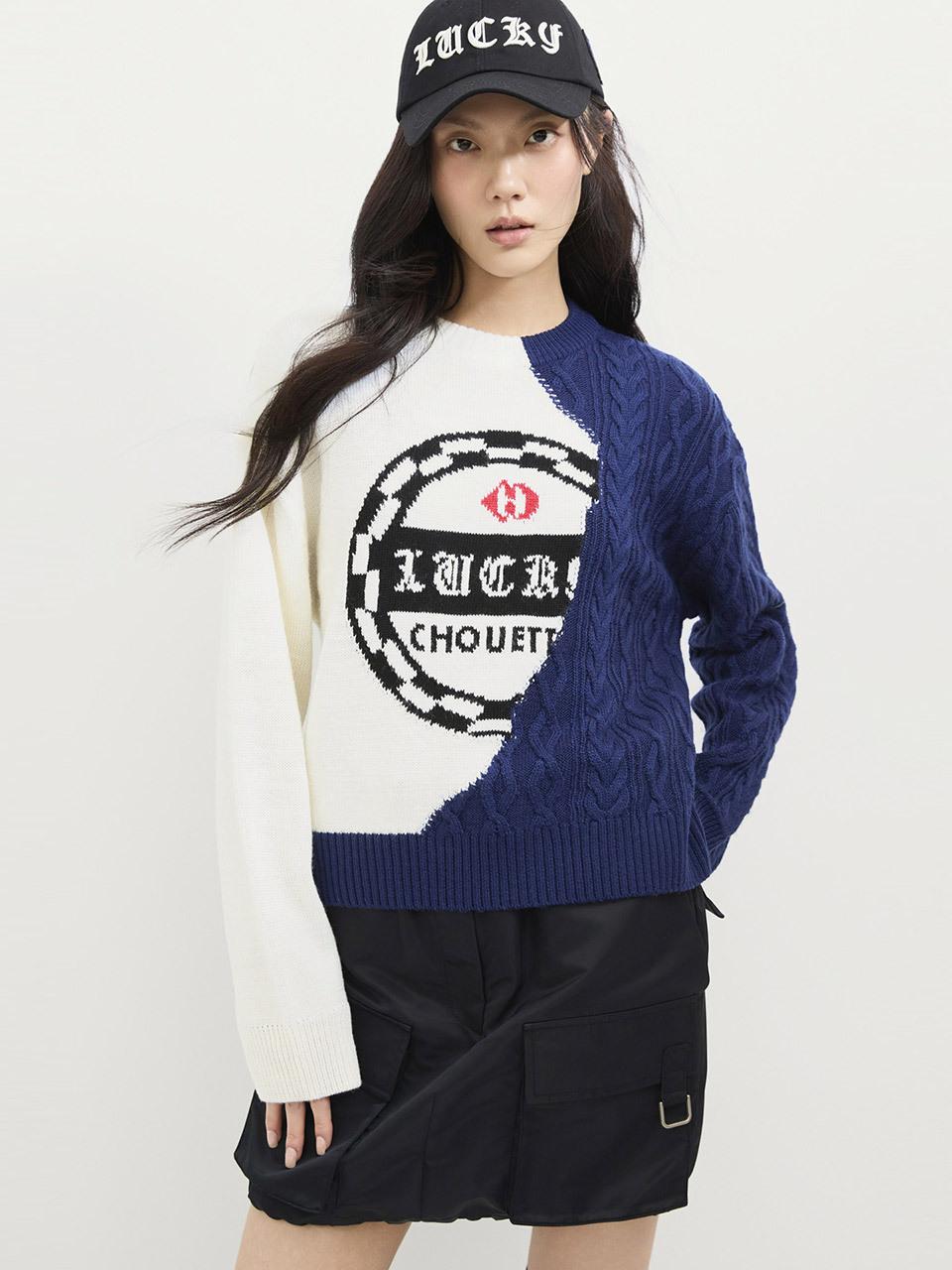 LUCKY CHOUETTE Half Cable Mix Loose Fit Pullover [Ivory] (LFWAS25100IVX)