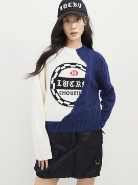 LUCKY CHOUETTE Half Cable Mix Loose Fit Pullover [Ivory] (LFWAS25100IVX)