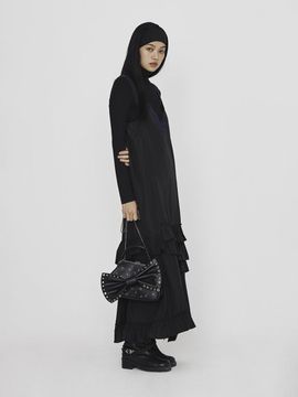 LUCKY CHOUETTE Lace Frill Layered Maxi Dress [Black] (LFDAS25030BKX)