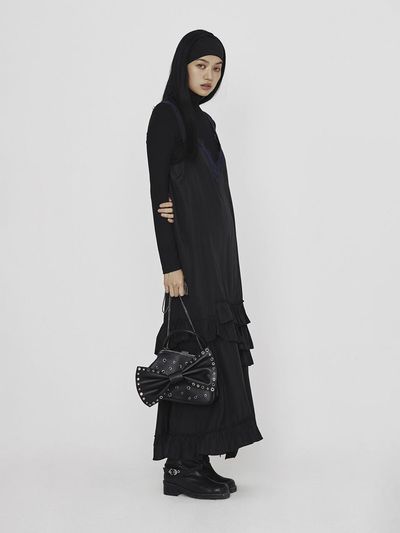 LUCKY CHOUETTE Lace Frill Layered Maxi Dress [Black] (LFDAS25030BKX)