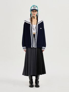 LUCKY CHOUETTE Mini Sailor Wool Knit Cardigan [Navy] (LFWCS25130NYX)