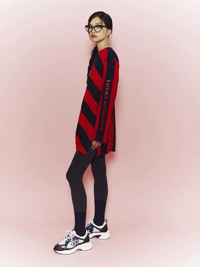 LUCKY CHOUETTE Stripe Solid Mix Long Sleeve T-shirt [RED] (LFTAS25060REX)