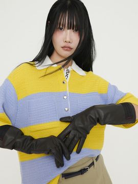LUCKY CHOUETTE Stripe Terry Loose Fit Wool Blend Sweater [Yellow] (LFWAM25230YEX)