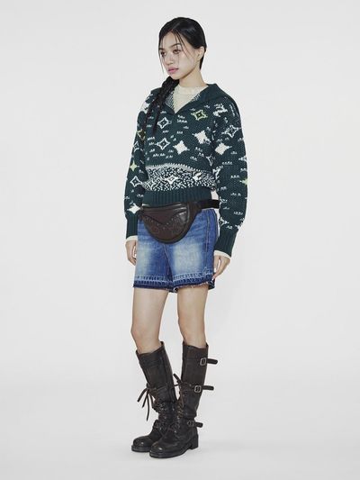 LUCKY CHOUETTE Studded Relaxed Fit Denim Shorts [Blue] (LFPDS25030BUX)