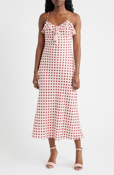 Lucy Paris Lucy Paris Greer Ruffle Detail Polka Dot Slip Dress
