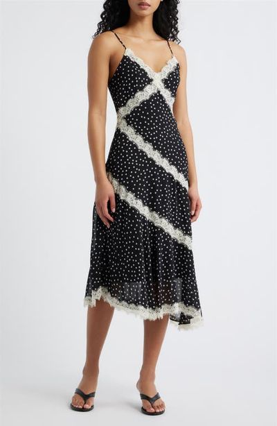 Lucy Paris Lucy Paris Mina Polka Dot & Lace Slipdress
