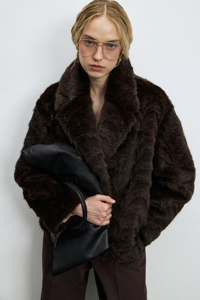 LUFIAN Lufian Women's Fur Crop Coat