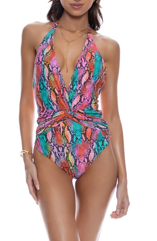 Luli Fama Luli Fama Front Twist Halter One Piece Fuller Coverage
