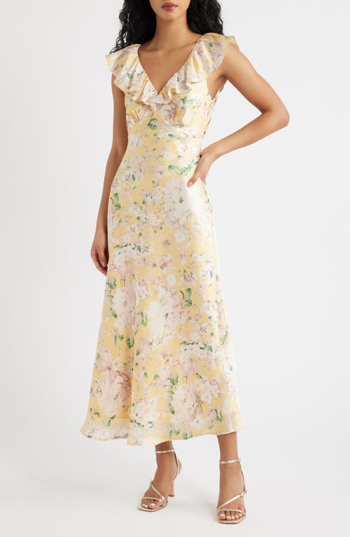 Lulus Lulus Carter Ruffle Neck Tie Back Maxi Dress