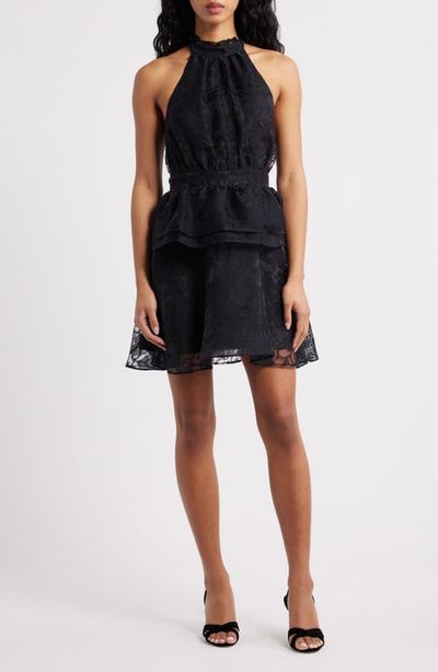 Lulus Lulus Dania Floral Jacquard Halter Minidress