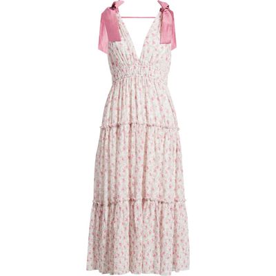 Lulus Lulus Devin Floral Tie Strap Midi Dress