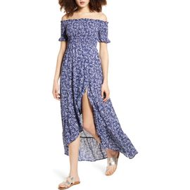 Lulus Lulus Fleur-tation Off the Shoulder High/Low Dress