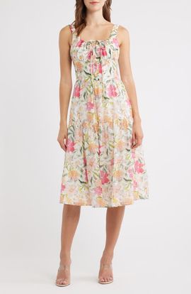 Lulus Lulus Kai Floral Print Sleeveless Midi Dress